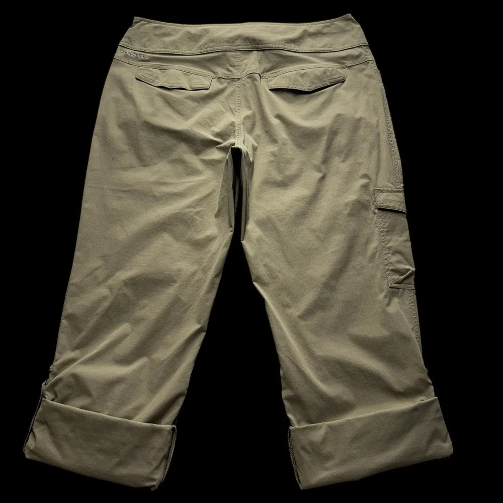 Columbia Women's Khaki Cargo Hiking Pants Convertible‎ Roll-Up Size 14 #264